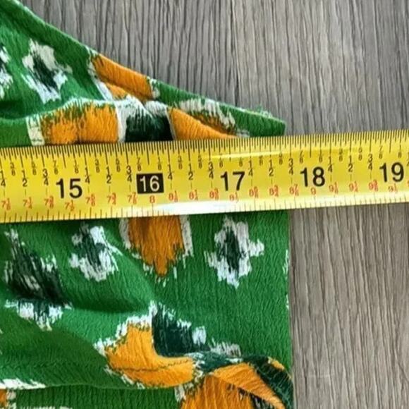 Aerie Aztec Print Crop Top Smocked Front Tie Tank Top Green Yellow Size XL - Picture 7 of 8